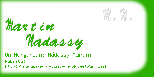 martin nadassy business card