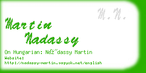 martin nadassy business card